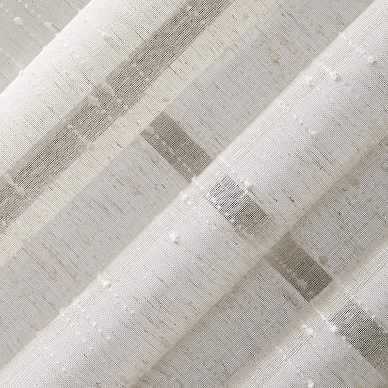 Clean Window Textured Slub Stripe Anti-Dust Allergy/Pet Friendly Sheer Curtain Panel, Linen, 52" W x 95" L (1 Panel) - Image 4